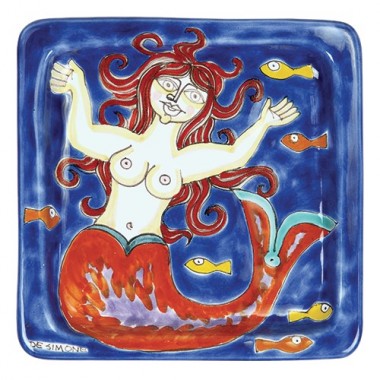 Piatto Quadrato sirena ceramiche de simone 20x20 DS 15 Piatto Quadrato sirena ceramiche de simone 20x20 DS 15